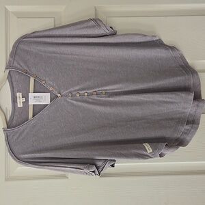 NWT Simply Southern Boho Dolman Sleeve Tshirt Wood Button Details Gray